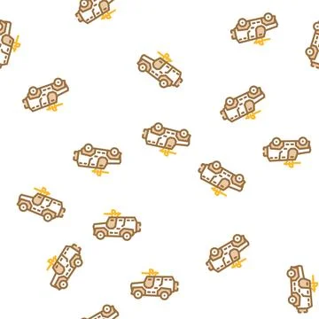 Military vehicle vector seamless pattern Stock Illustration