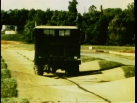Military vehicles are tested on bumpy difficult terrains at Aberdeen in the 스톡 동영상 75279671