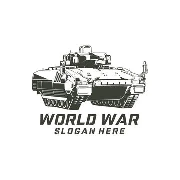Military War Tank Vector Logo Illustration. heavy military armored tank fea.. Stock-Illustration