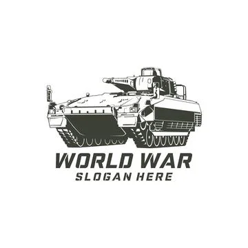 Military War Tank Vector Logo Illustration. heavy military armored tank fea.. Stock-Illustration