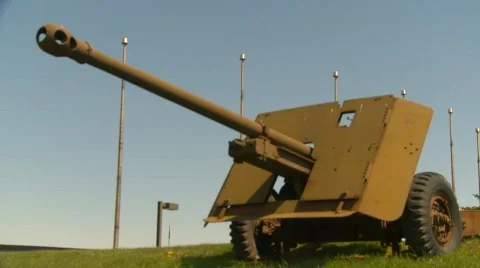 Military, WWII Artillery gun Stock Footage