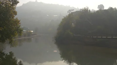 Miljacka River on a cloudy day in Sarajevo Stock Footage 59841640