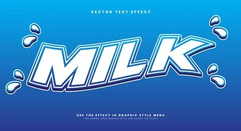 Milk 3d editable text effect Template Illustrazione stock