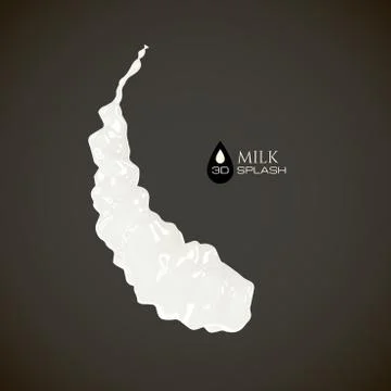 Milk 3D splash, isolated on black background Stock Illustration