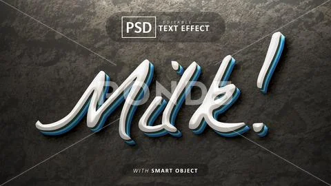 Milk 3d text effect editable PSD Template