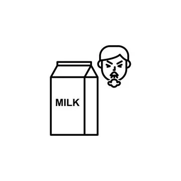 Milk, allergic face icon. Element of problems with allergies icon. Thin line Illustrazione stock