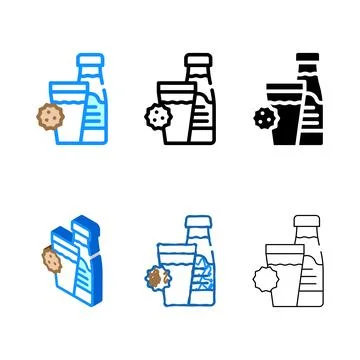 Milk allergy color icon vector multipack flat Stock Illustration