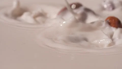 Milk &amp; Almonds Slow Motion Stock Footage 170335252
