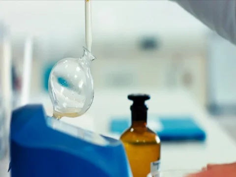 Milk analysis. Analysis of milk sample on laboratory equipment Stock Footage 73459815