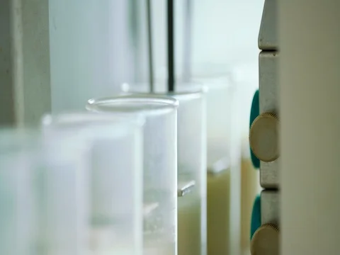 Milk analysis. Analysis of milk sample on laboratory equipment Stock Footage 73460282
