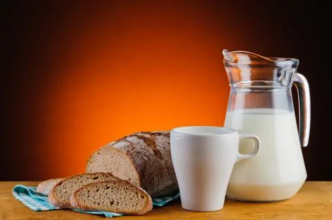 Milk and bread Stock Photos
