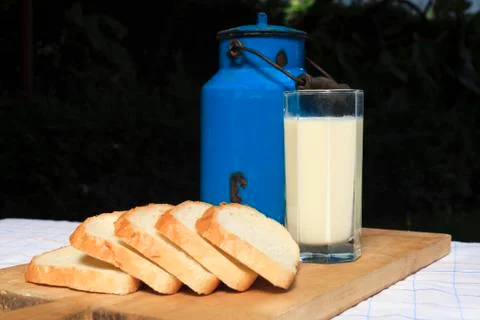 Milk and bread Stock Photos