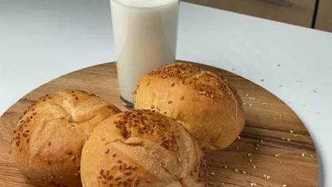 Milk and buns Stock Footage 151320607