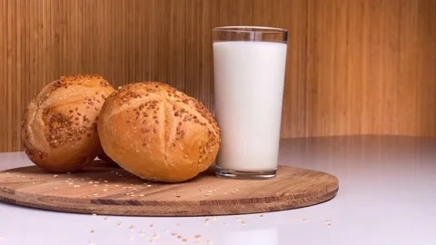 Milk and buns Stock Footage 151320612
