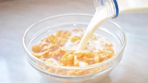 Milk and cereal Stock Footage 76999698