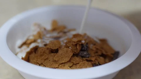 Milk and Cereal Stock Footage 98522786