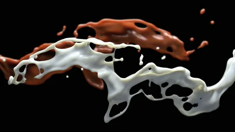 Milk and Chocolate splashes Stock Footage 156718899