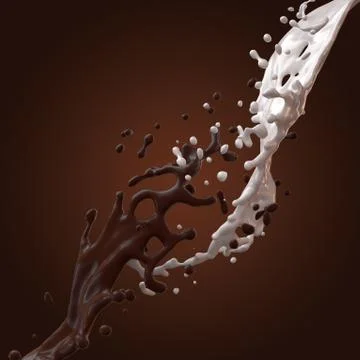 Milk and chocolate splashes Stock Illustration