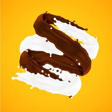 Milk and chocolate splashes. Vector icon. EPS10 Stock Illustration
