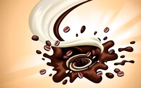 Milk and coffee flow Stock Illustration