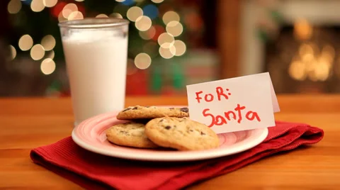 Milk and cookies for Santa Claus Stock Footage