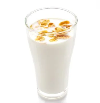 Milk and cornflake on white background Fotos Stock