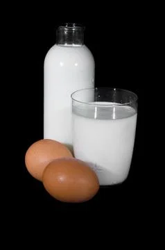 Milk and eggs Stock Photos