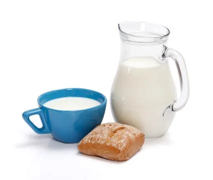 Milk and rustic roll Foto stock