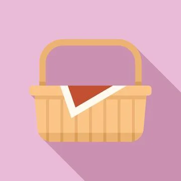 Milk basket icon flat vector. Picnic bag 스톡 일러스트