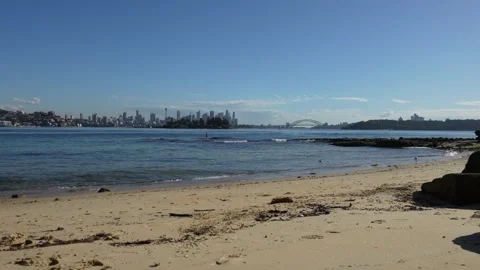 Milk Beach view sydney harbour Vaucluse opera house harbour bridge australia Stock Footage 246428186