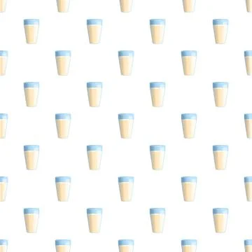 Milk beverage glasses creating an endless pattern Stock Illustration