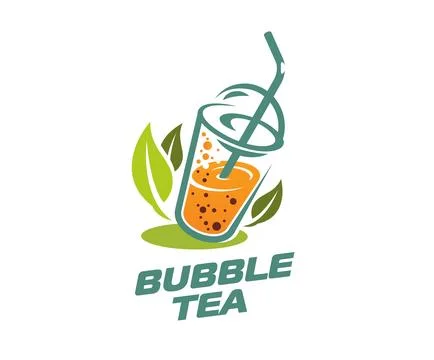 Milk boba drink or bubble tea icon, sweet beverage Stock Illustration