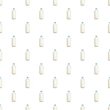 Milk bottle cartoon pattern repeating dairy drink background Stock Illustration