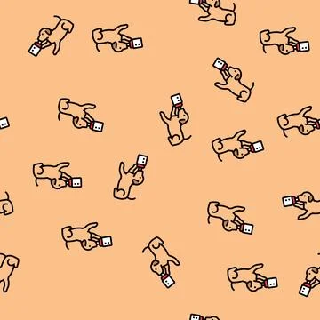 Milk bottle dog vector seamless pattern Stockillustratie