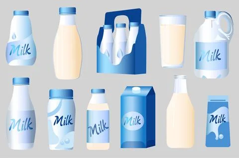 Milk Bottle Elements Stock Illustration