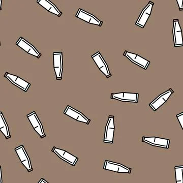 Milk bottle glass package vector seamless pattern Stock Illustration