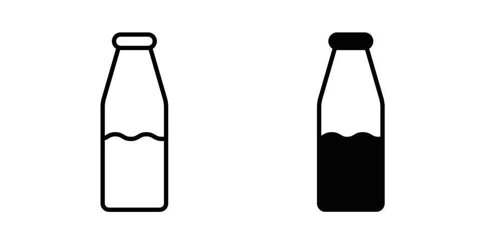 Milk bottle icon black vector isolated on white Stock Illustration