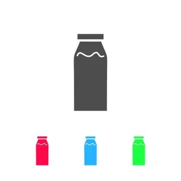 Milk bottle icon flat Stock Illustration