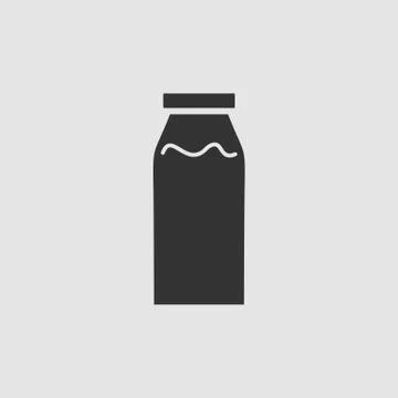 Milk bottle icon flat Stock Illustration