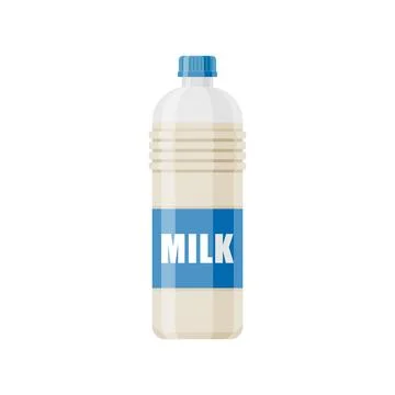 Milk bottle icon in flat style. Dairy product vector illustration on isolat.. Stock Illustration