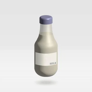 Milk bottle isolated vector 3d icon. Closed Glass Milk bottle 3d illustration Stock Illustration