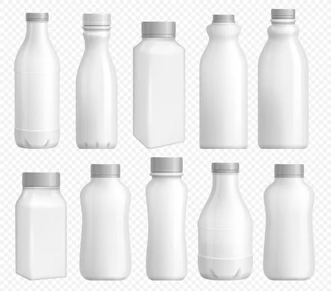 Milk bottle plastic. Blank package with cap Stock Illustration