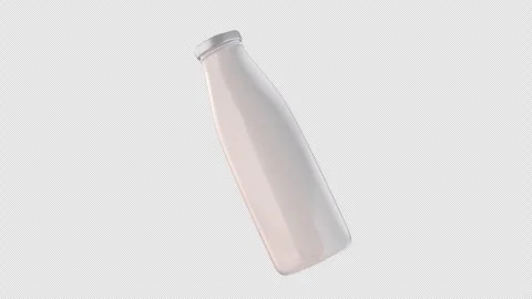 Milk Bottle Rotating on a Transparent Background. Seamless Loop. Glass Bottle. Stock Footage 290072219