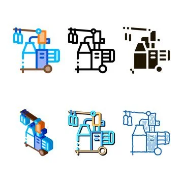 Milk bottle styleset transfer machine icon vector outline イラスト素材