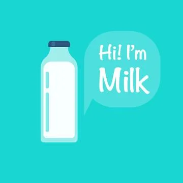 Milk bottle vector illustration isolated on blue color background Stock Illustration