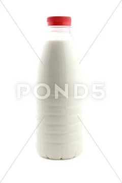 Milk bottle on white Stock Photos