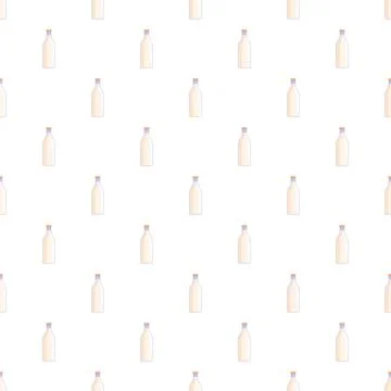 Milk bottles creating a dairy beverage seamless pattern Ilustração Stock