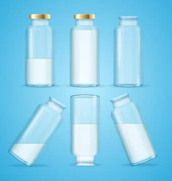 Milk Bottles Drink Set. Vector Stock Illustration