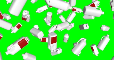 Milk Bottles falling slow motion animation 3d Stockbeeldmateriaal 241723459