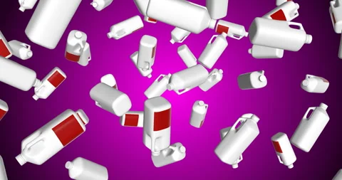 Milk Bottles falling slow motion animation 3d Stockbeeldmateriaal 241737340